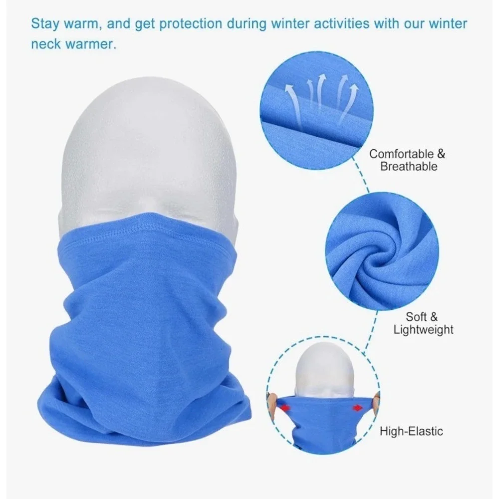 2 WINTER NECK WARMERS Windproof Neck Gaiter Cold Weather Scarf Face Covering Ski